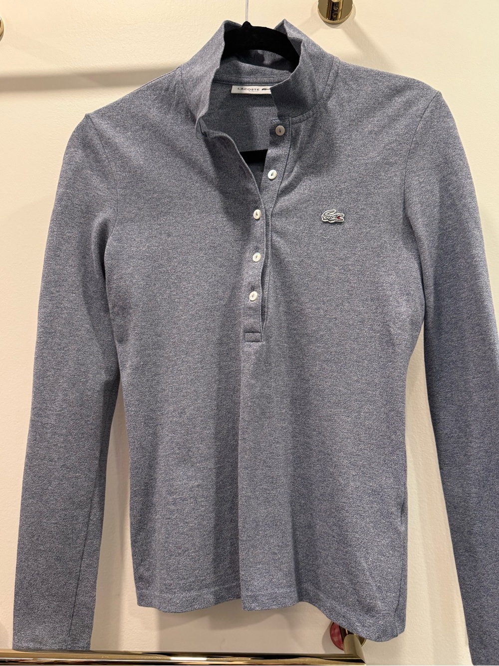 Lacoste Heather Blue-Gray Long-Sleeve Polo